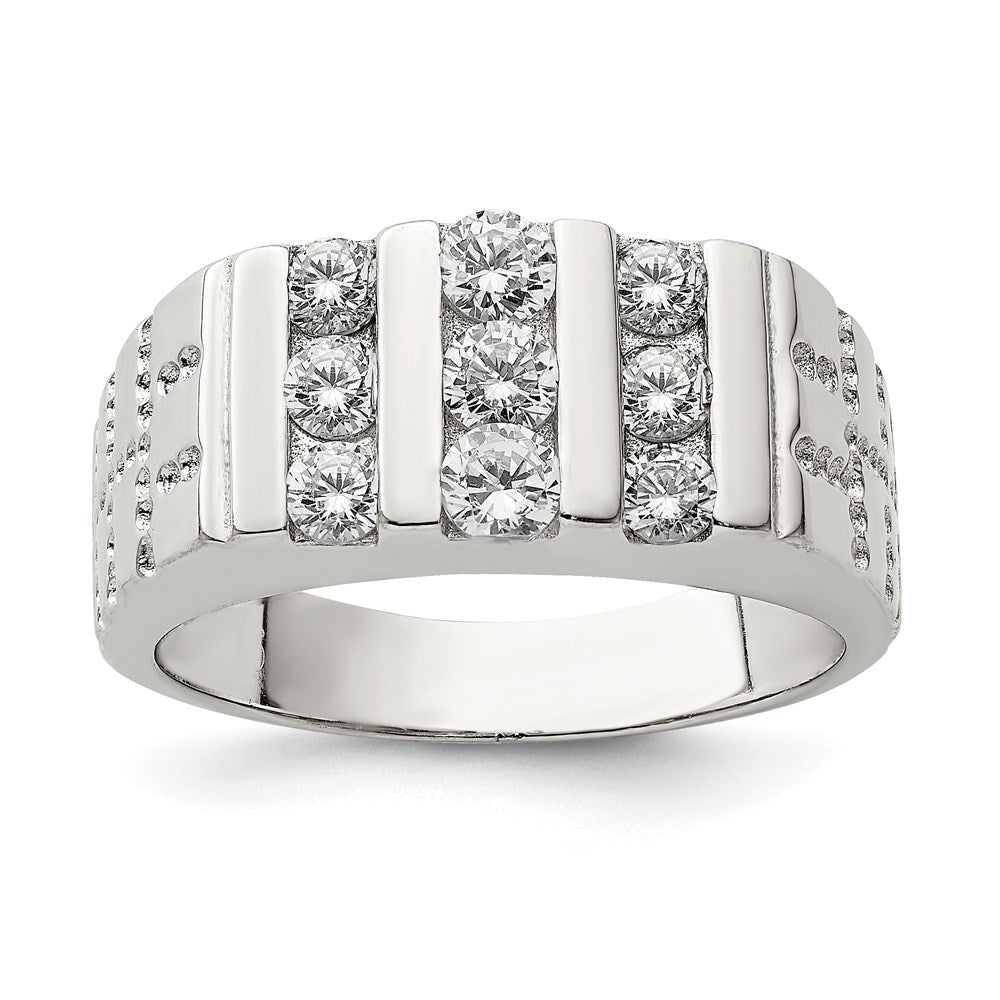 Sterlingsilber Rhodiniert Herren Zirkonia Ring