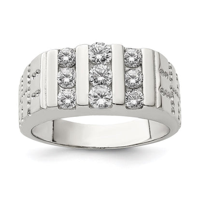 Sterlingsilber Rhodiniert Herren Zirkonia Ring