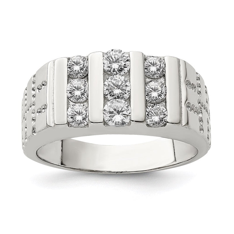 Sterlingsilber Rhodiniert Herren Zirkonia Ring