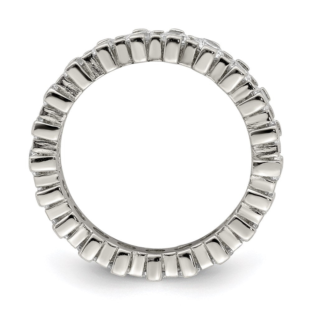 Sterlingsilber Rhodiniert Zirkonia Memoire Ring