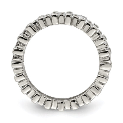 Sterlingsilber Rhodiniert Zirkonia Memoire Ring
