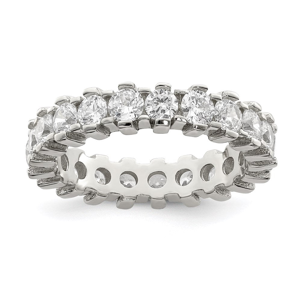 Sterlingsilber Rhodiniert Zirkonia Memoire Ring