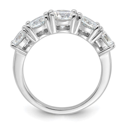Sterlingsilber Rhodiniert Zirkonia 5 Stein Ring