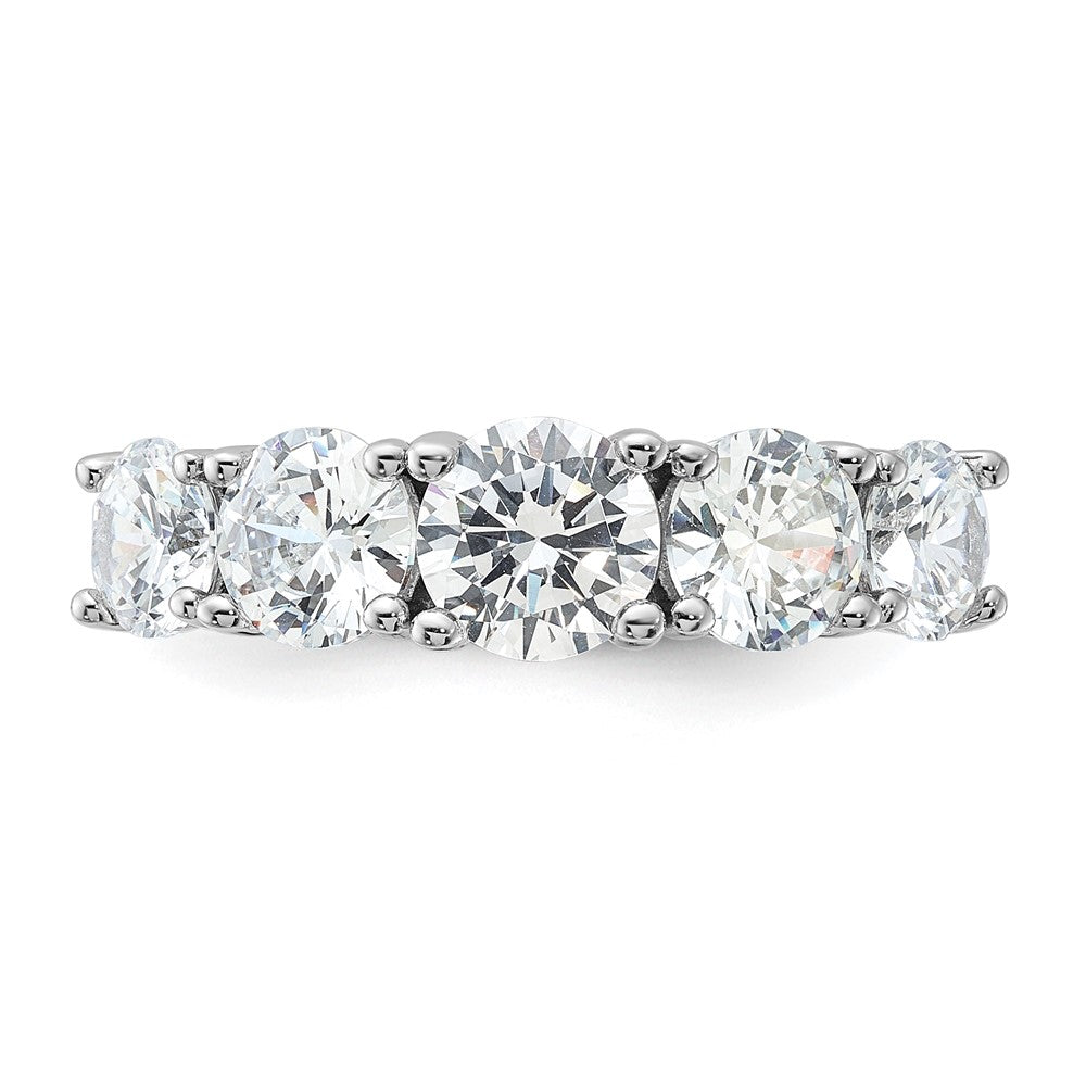 Sterlingsilber Rhodiniert Zirkonia 5 Stein Ring