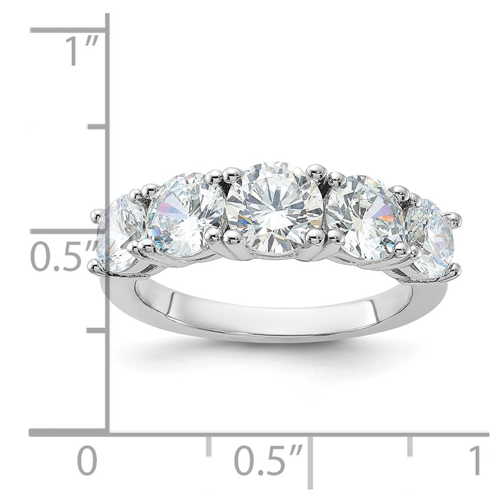 Sterlingsilber Rhodiniert Zirkonia 5 Stein Ring