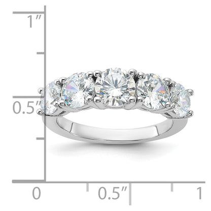 Sterlingsilber Rhodiniert Zirkonia 5 Stein Ring