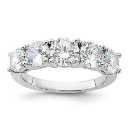 Sterlingsilber Rhodiniert Zirkonia 5 Stein Ring
