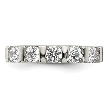 Sterlingsilber Rhodiniert Zirkonia 5 Stein Ring