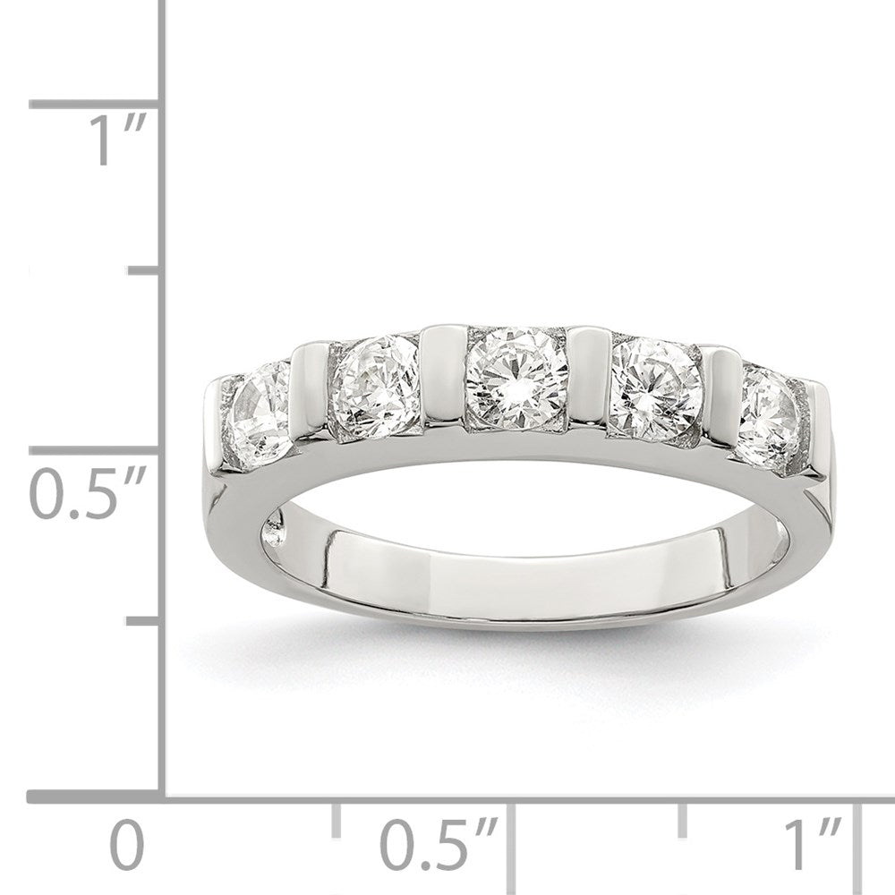 Sterlingsilber Rhodiniert Zirkonia 5 Stein Ring