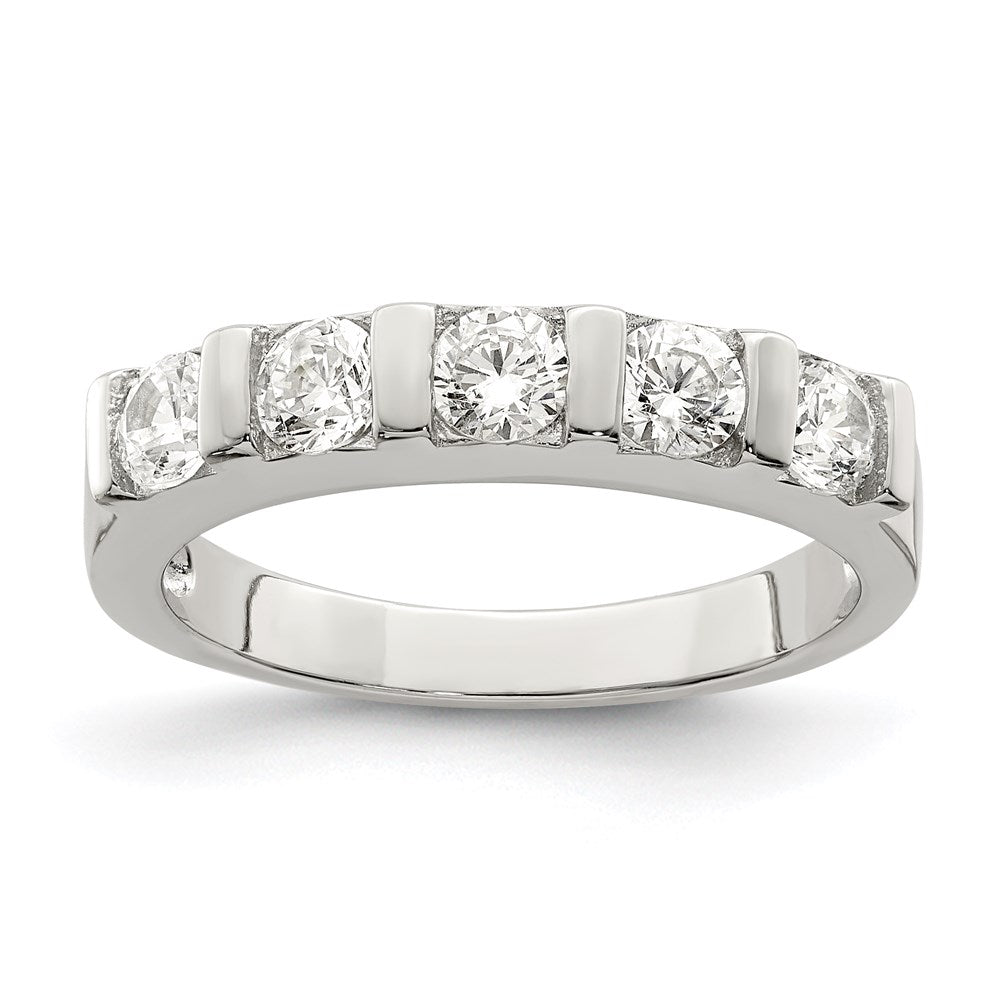 Sterlingsilber Rhodiniert Zirkonia 5 Stein Ring