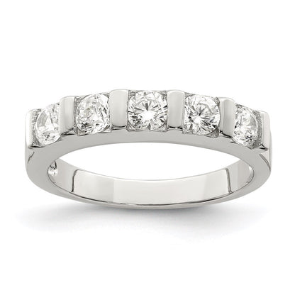 Sterlingsilber Rhodiniert Zirkonia 5 Stein Ring
