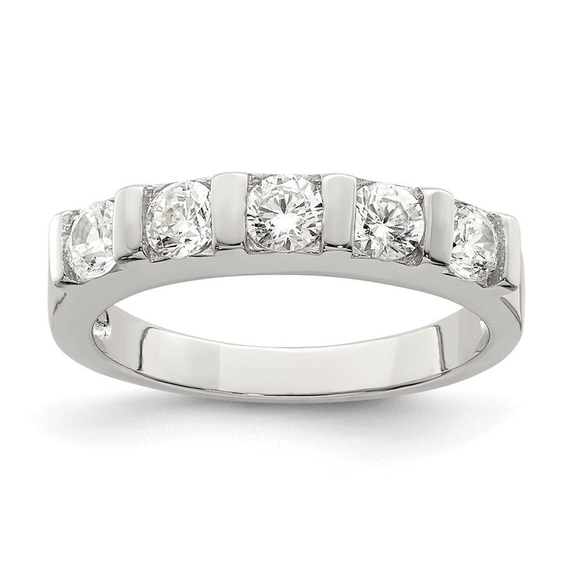 Sterlingsilber Rhodiniert Zirkonia 5 Stein Ring