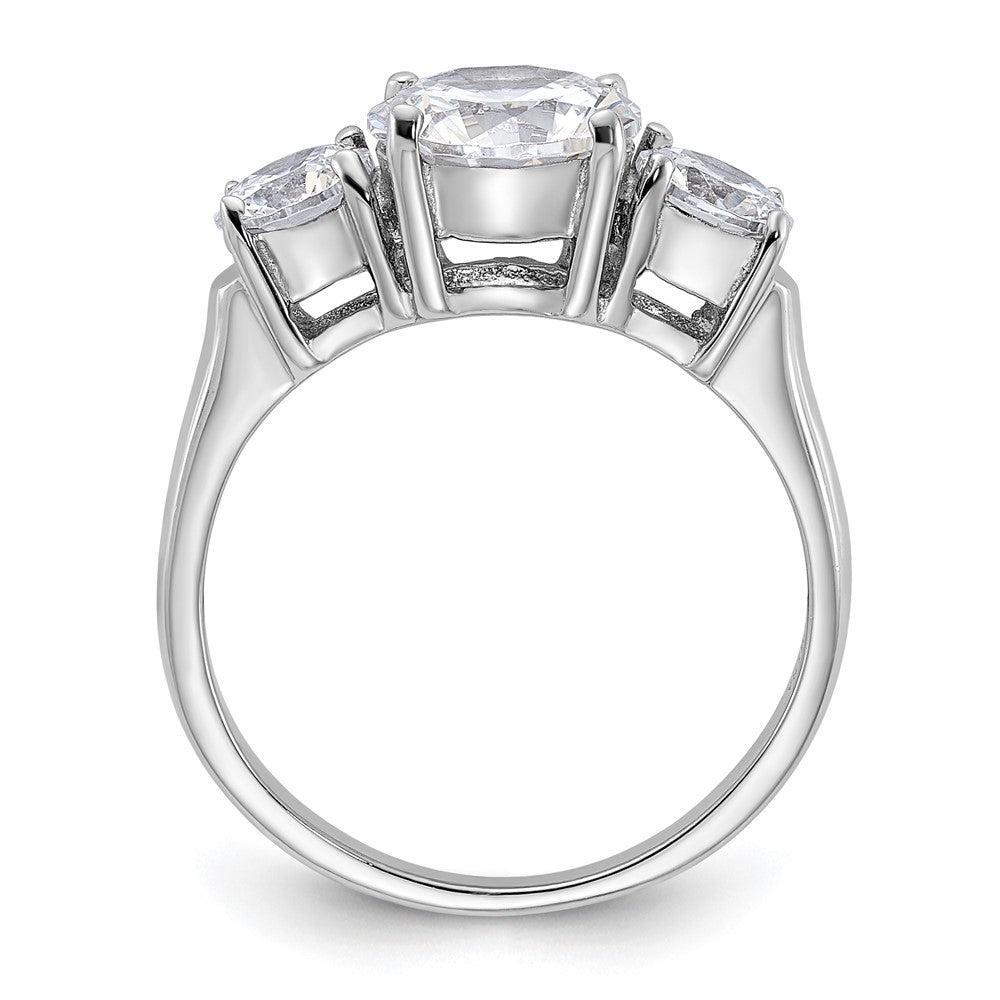 Sterlingsilber Rhodiniert Dreistein Zirkonia Ring