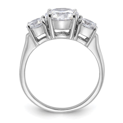 Sterlingsilber Rhodiniert Dreistein Zirkonia Ring