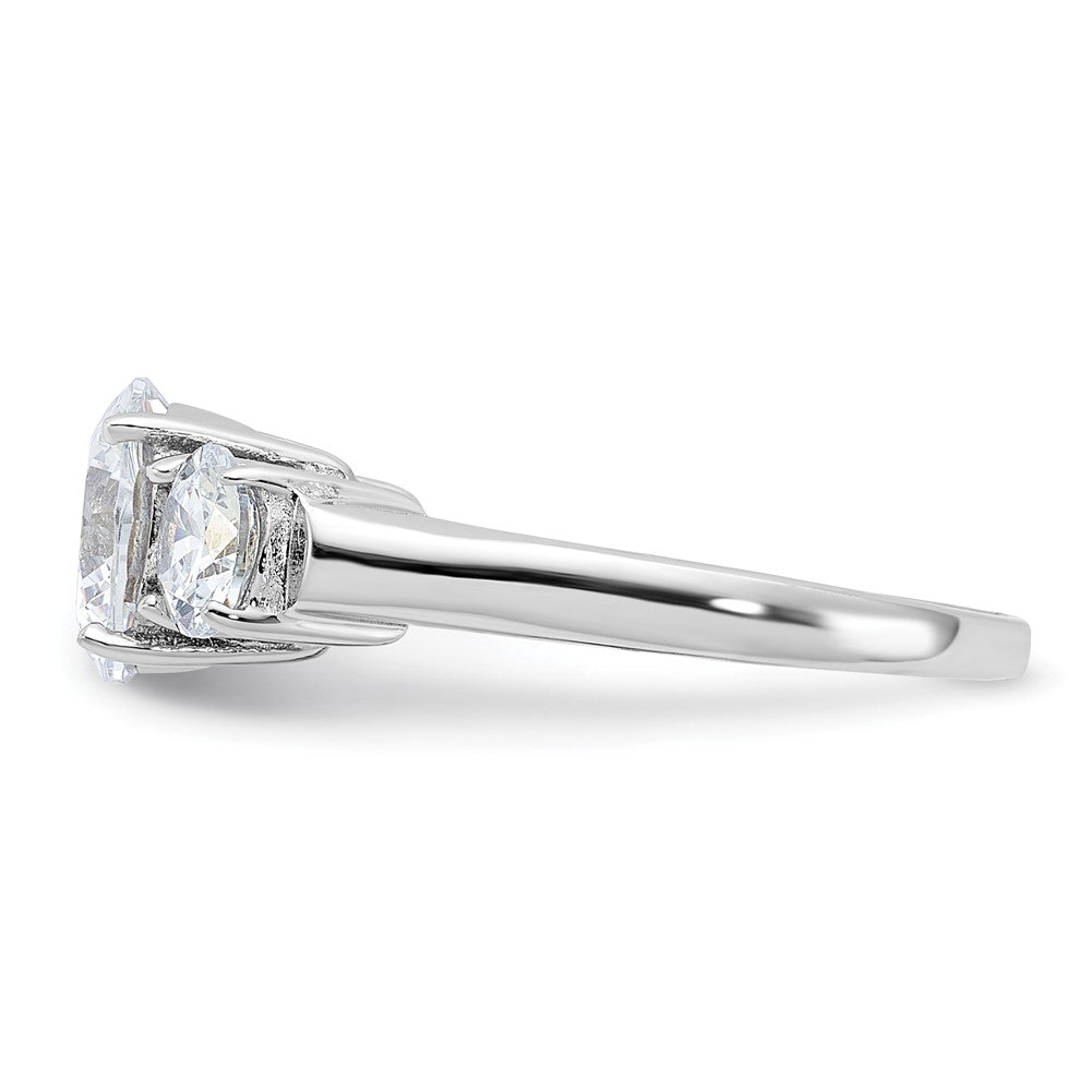 Sterlingsilber Rhodiniert Dreistein Zirkonia Ring