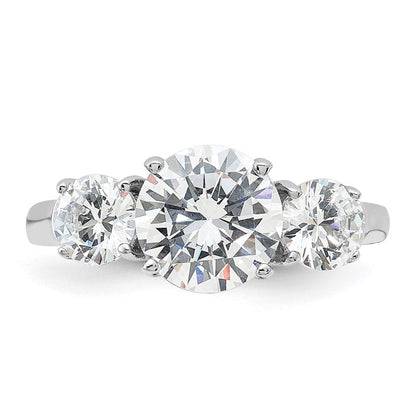 Sterlingsilber Rhodiniert Dreistein Zirkonia Ring