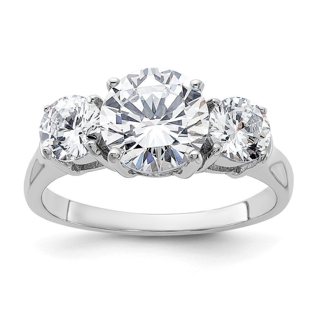 Sterlingsilber Rhodiniert Dreistein Zirkonia Ring
