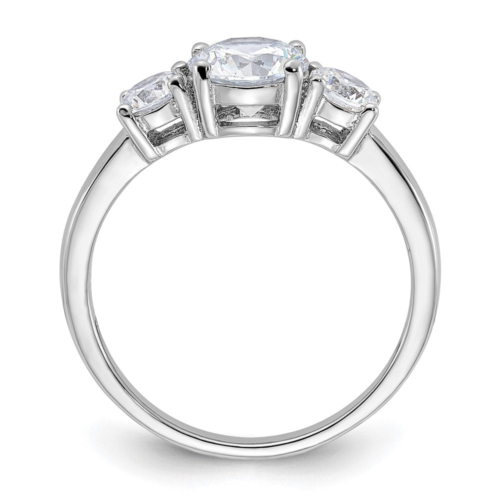 Sterlingsilber Rhodiniert 3 Stein Zirkonia Ring