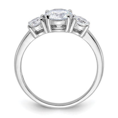 Sterlingsilber Rhodiniert 3 Stein Zirkonia Ring