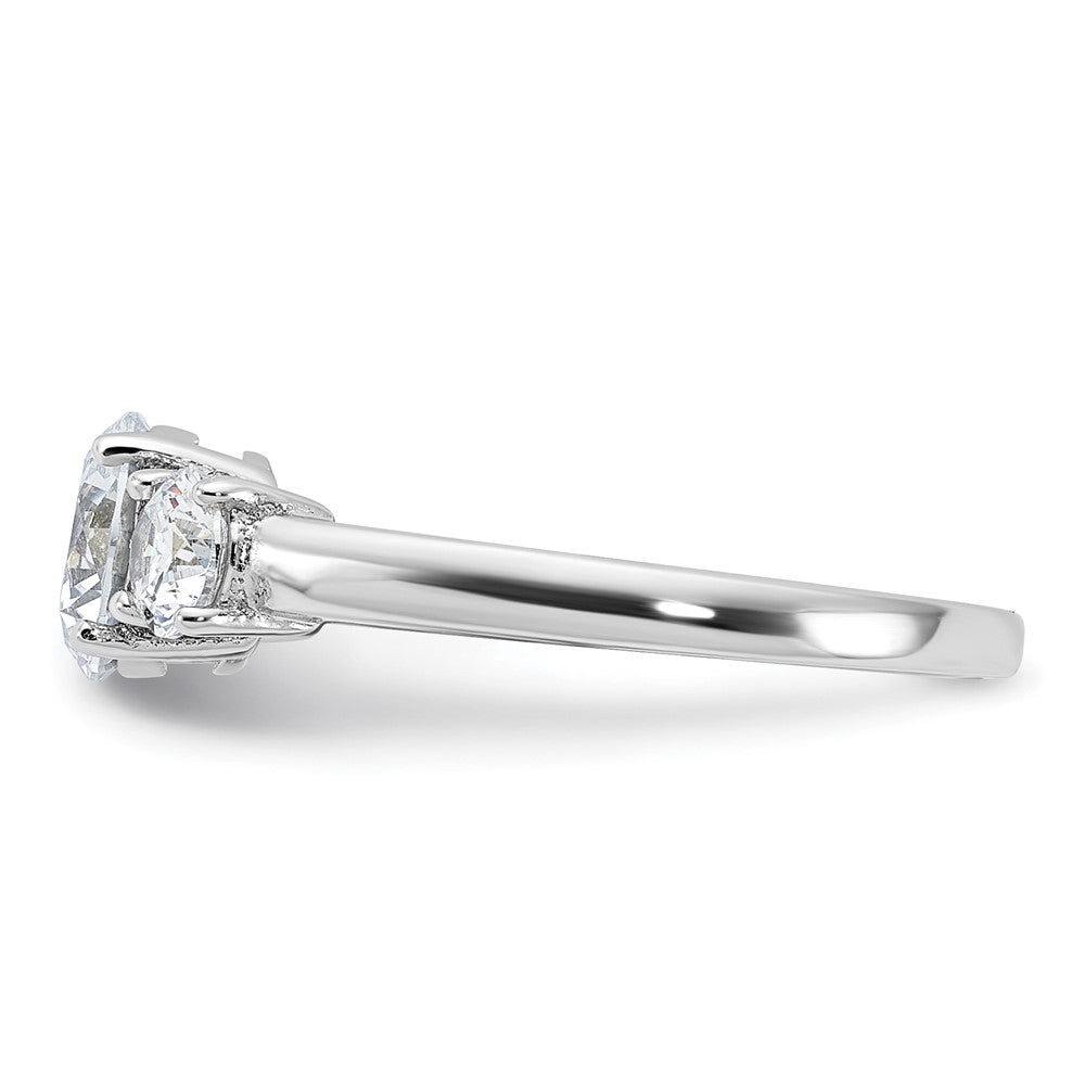 Sterlingsilber Rhodiniert 3 Stein Zirkonia Ring