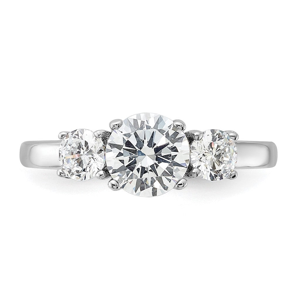 Sterlingsilber Rhodiniert 3 Stein Zirkonia Ring