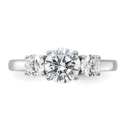 Sterlingsilber Rhodiniert 3 Stein Zirkonia Ring
