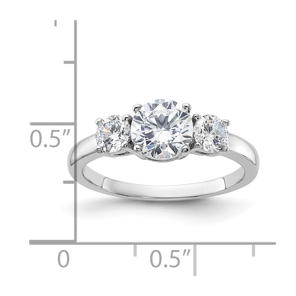 Sterlingsilber Rhodiniert 3 Stein Zirkonia Ring