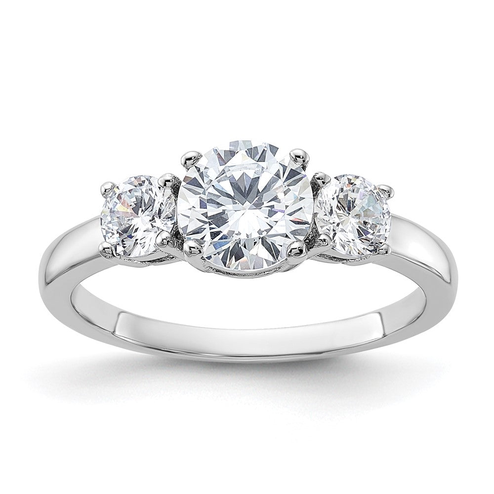 Sterlingsilber Rhodiniert 3 Stein Zirkonia Ring
