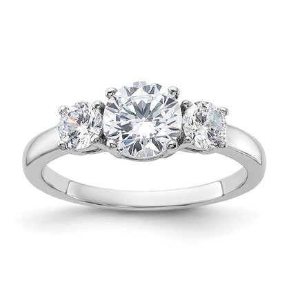Sterlingsilber Rhodiniert 3 Stein Zirkonia Ring