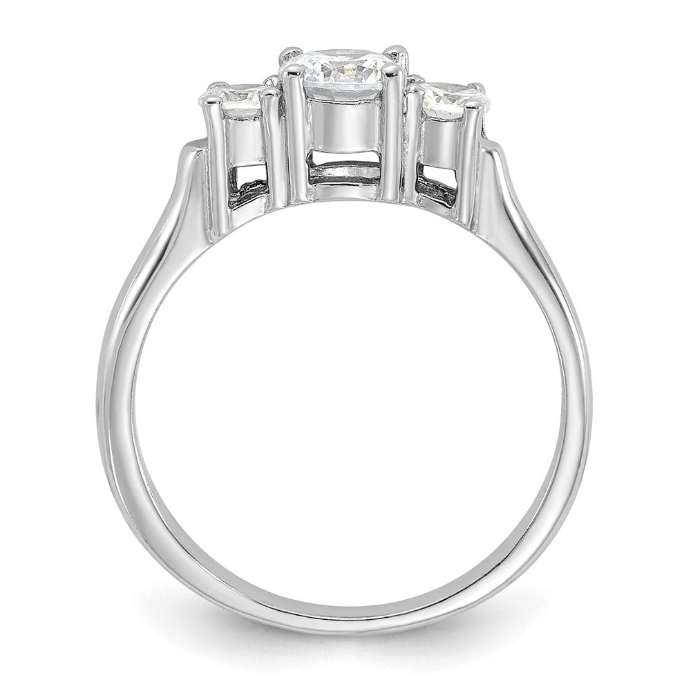 Sterlingsilber Rhodiniert Drei Zirkonia Ring