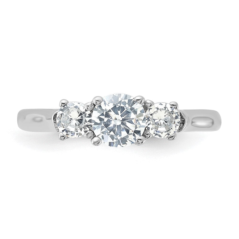 Sterlingsilber Rhodiniert Drei Zirkonia Ring