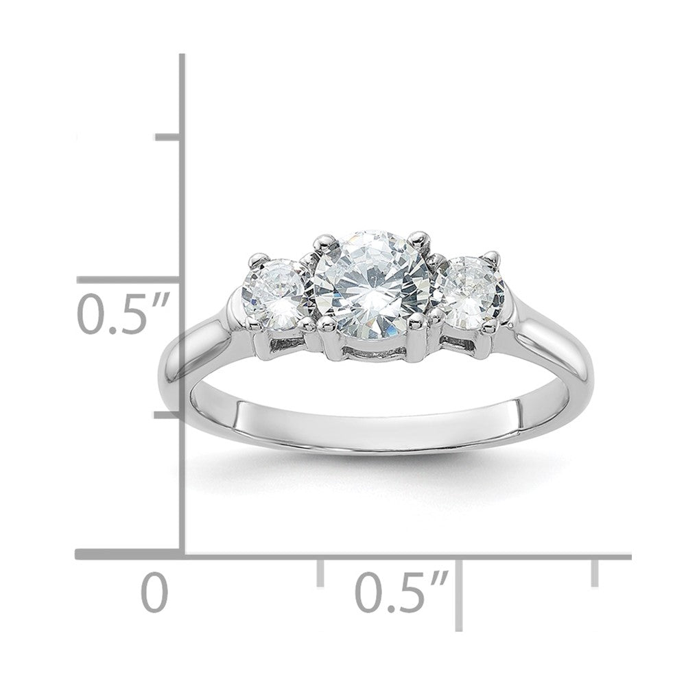 Sterlingsilber Rhodiniert Drei Zirkonia Ring