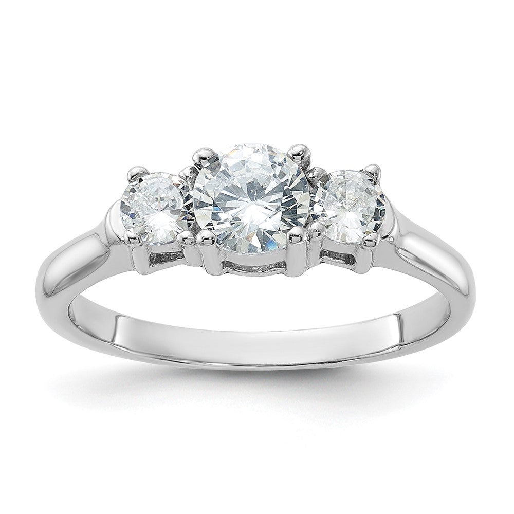 Sterlingsilber Rhodiniert Drei Zirkonia Ring