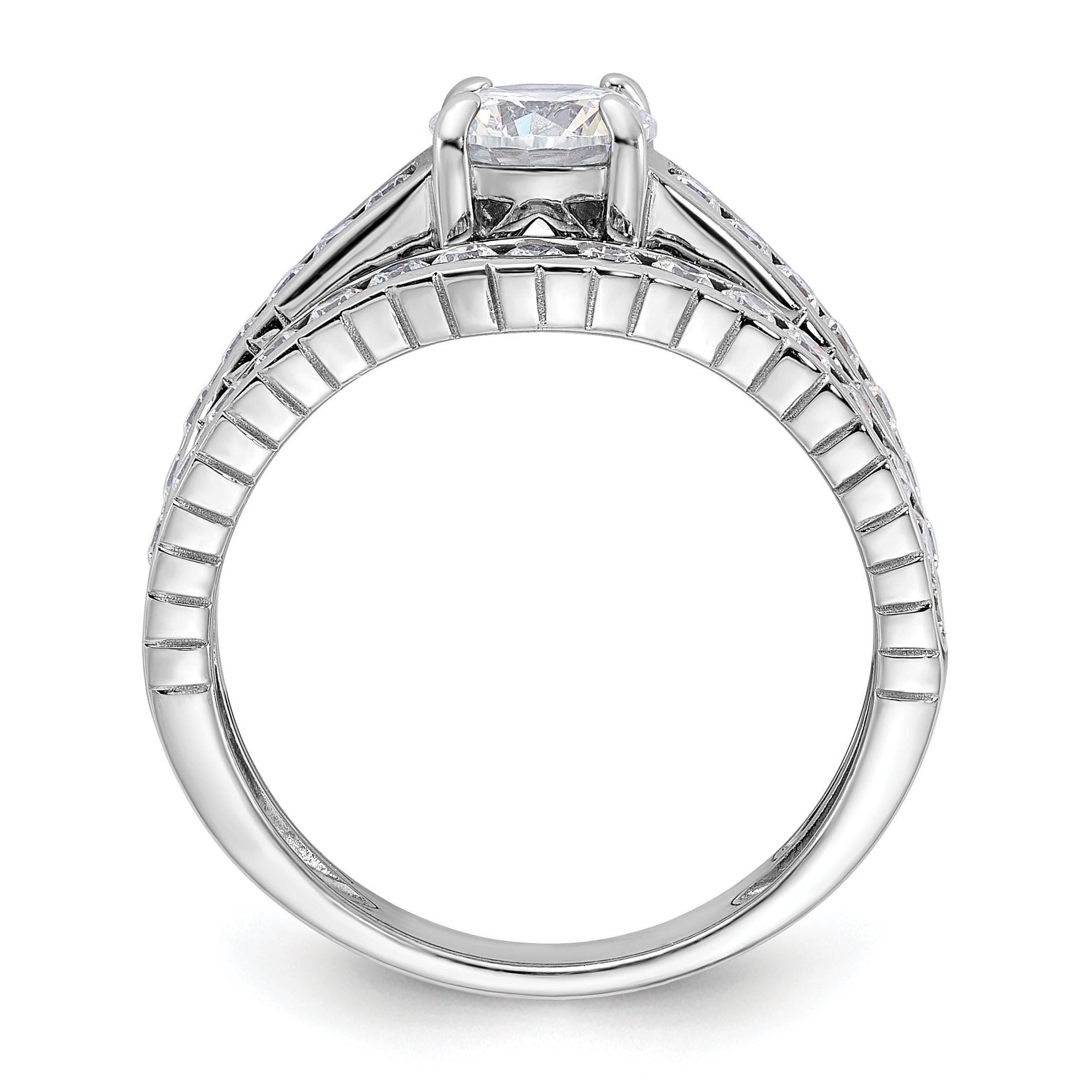 Sterlingsilber Rhodiniert 2 Stück Zirkonia Größe 6 Hochzeit Set Ring