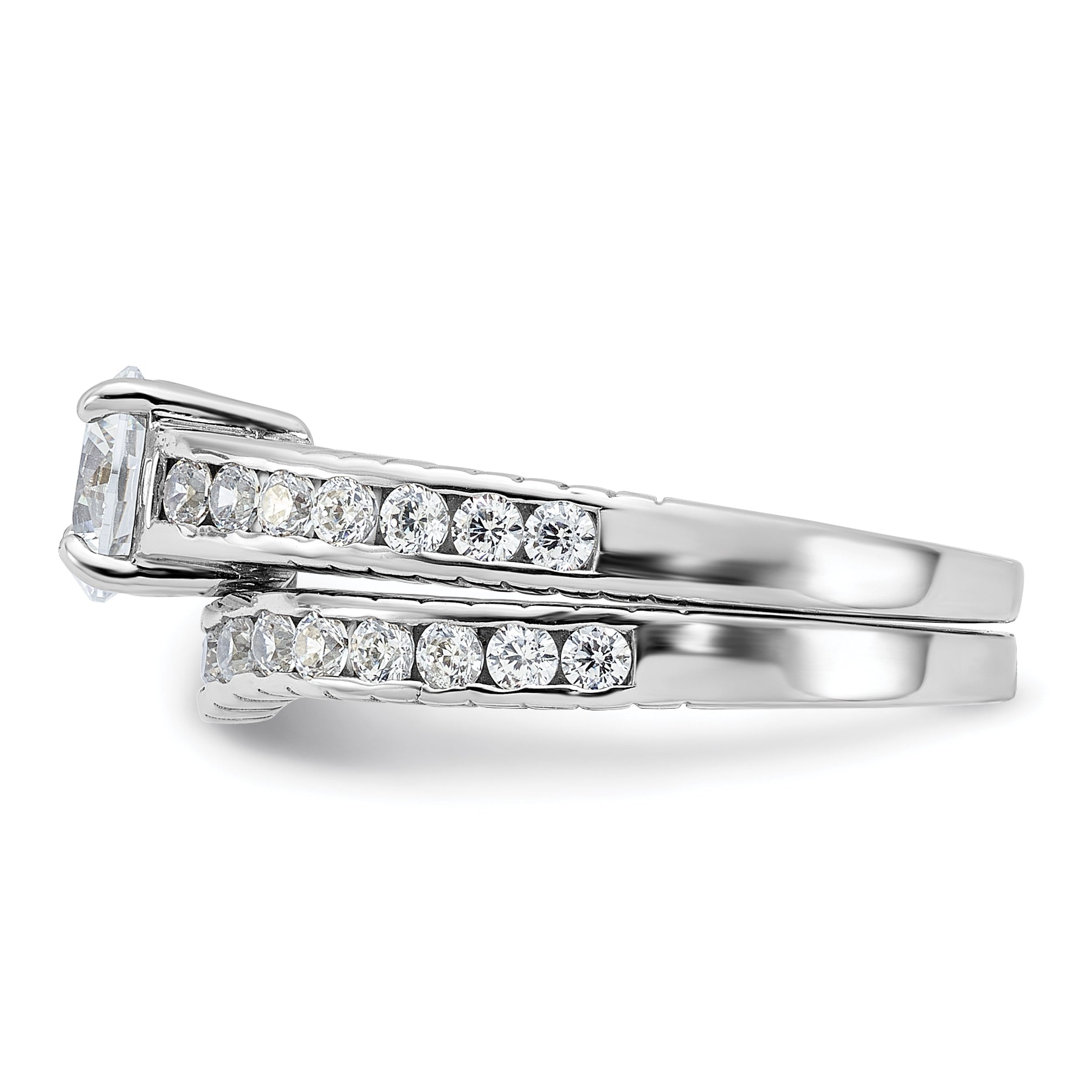 Sterlingsilber Rhodiniert 2 Stück Zirkonia Größe 6 Hochzeit Set Ring