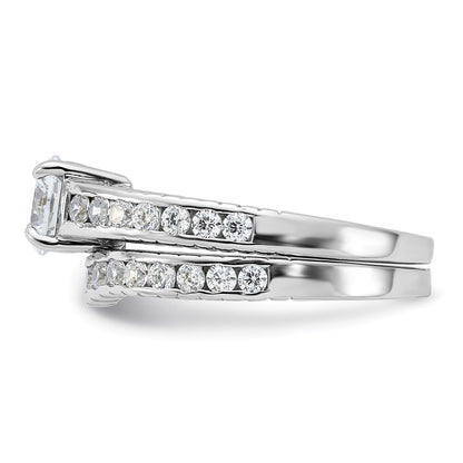 Sterlingsilber Rhodiniert 2 Stück Zirkonia Größe 6 Hochzeit Set Ring
