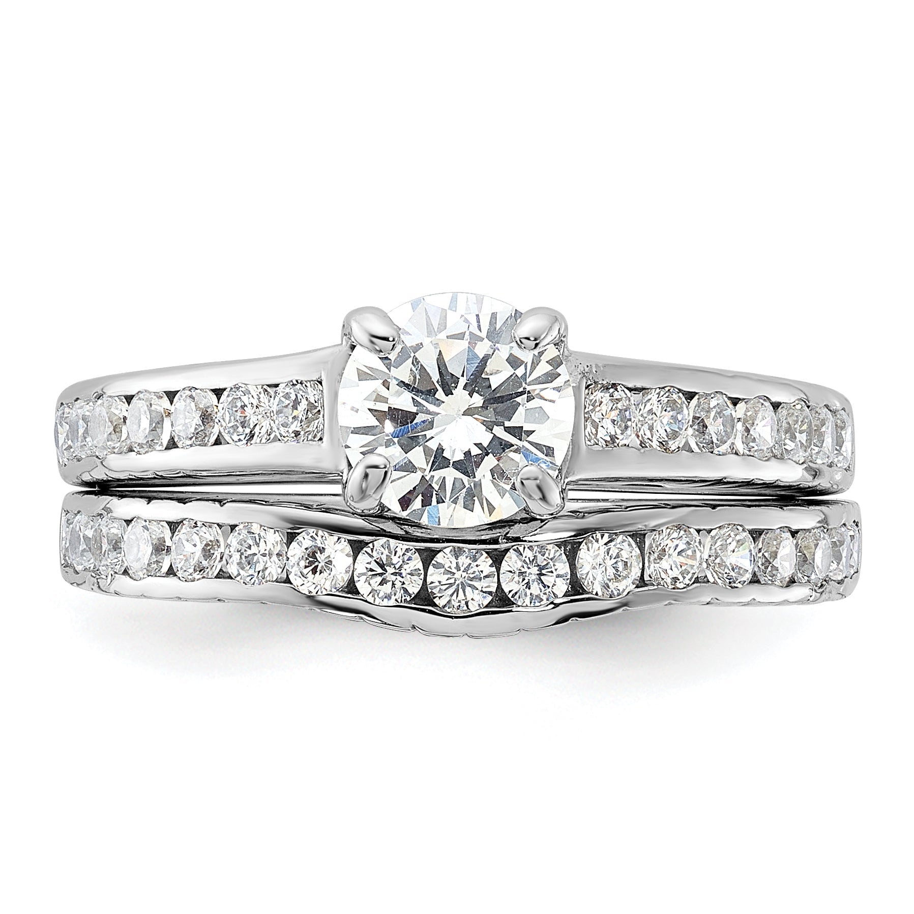 Sterlingsilber Rhodiniert 2 Stück Zirkonia Größe 6 Hochzeit Set Ring