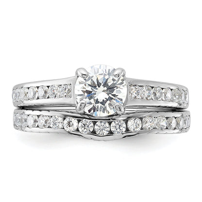 Sterlingsilber Rhodiniert 2 Stück Zirkonia Größe 6 Hochzeit Set Ring