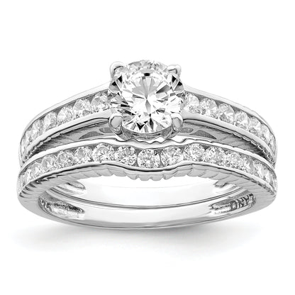 Sterlingsilber Rhodiniert 2 Stück Zirkonia Größe 6 Hochzeit Set Ring