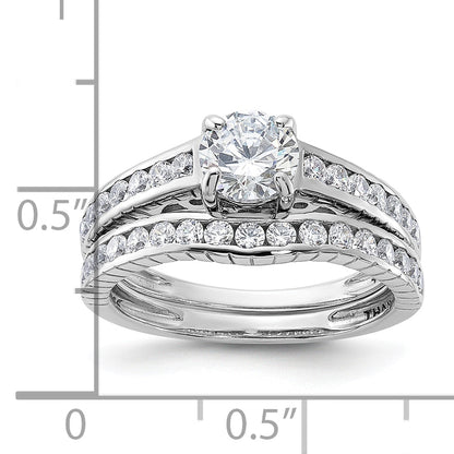 Sterlingsilber Rhodiniert 2 Stück Zirkonia Größe 6 Hochzeit Set Ring