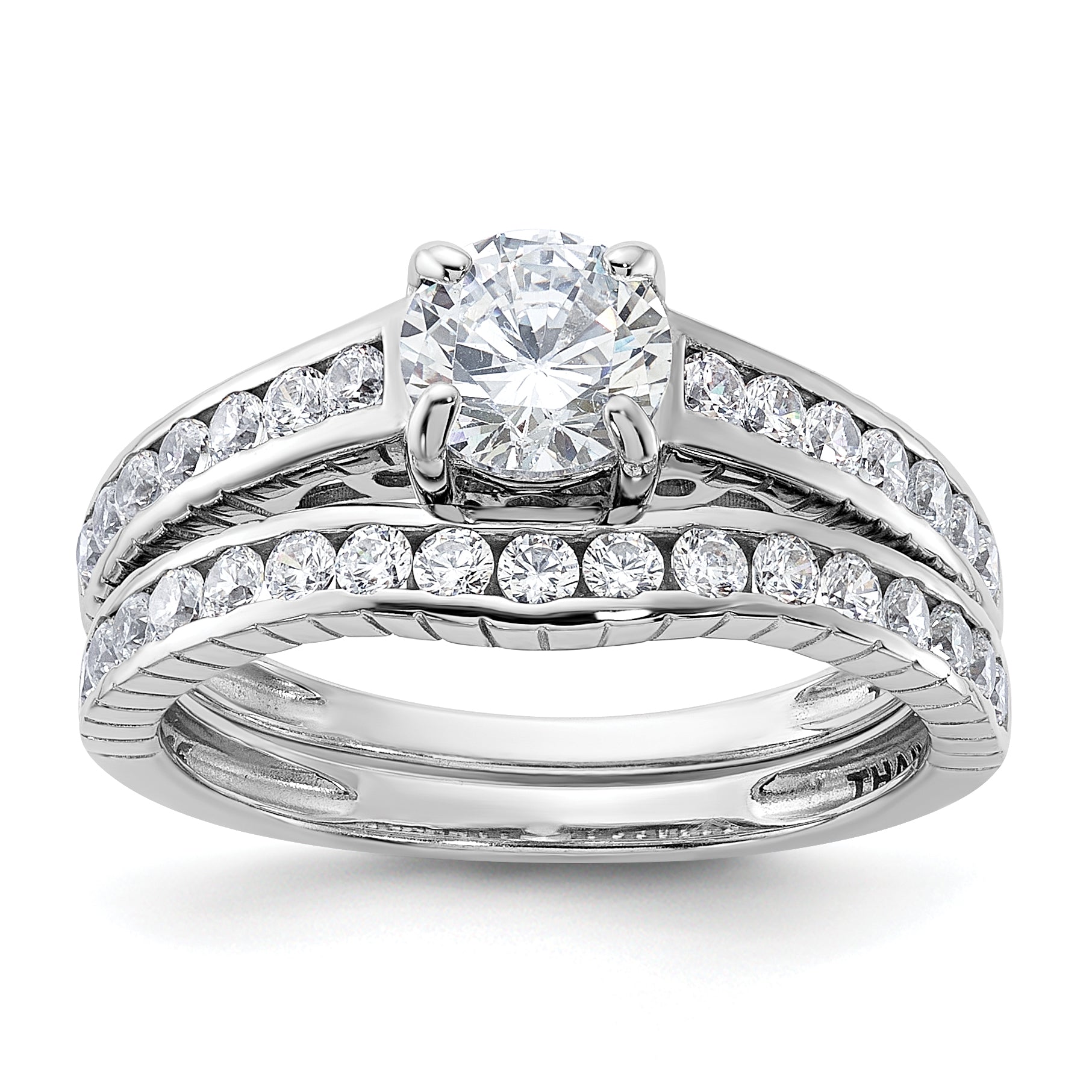 Sterlingsilber Rhodiniert 2 Stück Zirkonia Größe 6 Hochzeit Set Ring