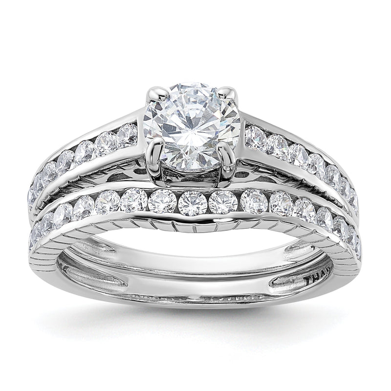 Sterlingsilber Rhodiniert 2 Stück Zirkonia Größe 6 Hochzeit Set Ring