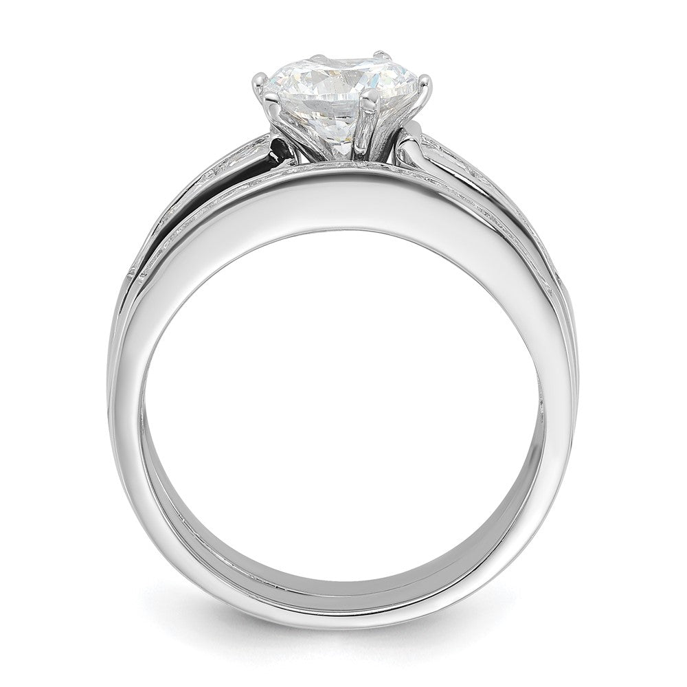 Sterlingsilber Rhodiniert Zirkonia 2 Stück Hochzeit Ring Set