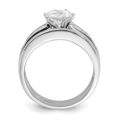 Sterlingsilber Rhodiniert Zirkonia 2 Stück Hochzeit Ring Set
