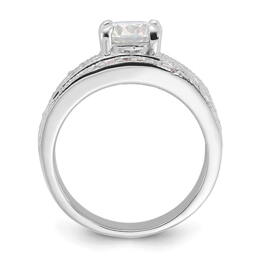 Sterlingsilber Rhodiniert 2 Stück Zirkonia Hochzeit Set Ring