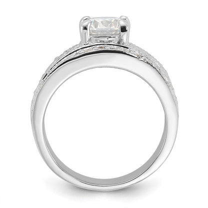 Sterlingsilber Rhodiniert 2 Stück Zirkonia Hochzeit Set Ring