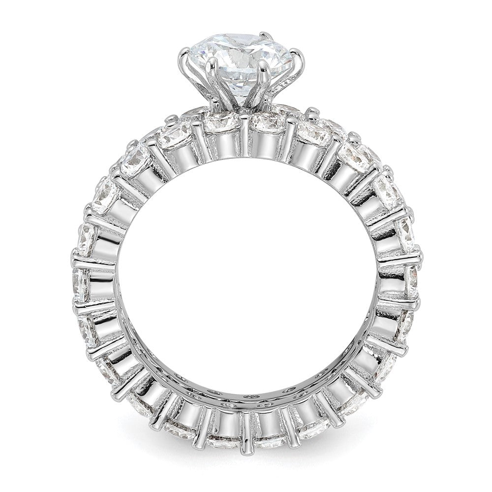 Sterlingsilber Rhodiniert Zirkonia 2 Stück Hochzeit Set Ring