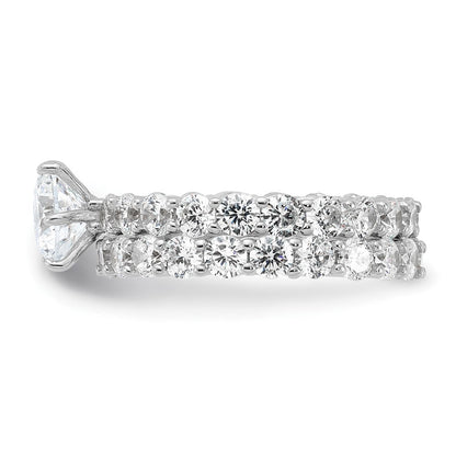 Sterlingsilber Rhodiniert Zirkonia 2 Stück Hochzeit Set Ring