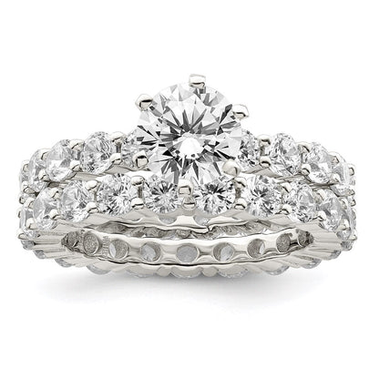 Sterlingsilber Rhodiniert Zirkonia 2 Stück Hochzeit Set Ring