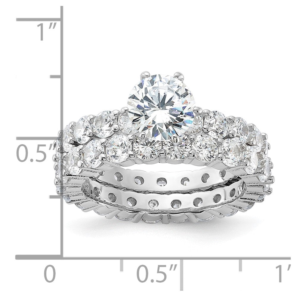 Sterlingsilber Rhodiniert Zirkonia 2 Stück Hochzeit Set Ring
